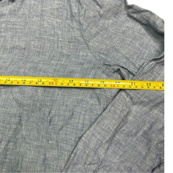 Sigrid Olsen Chambray Button Down Up Blouse Blue 100% Linen Casual Top Size L - Picture 9 of 12